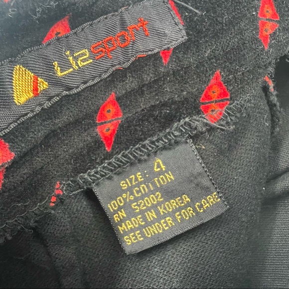 Vintage Liz Sport Super High Waist Retro Abstract Velvet Pants, Size 4 - Picture 14 of 14